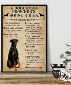 A Dobermann house rules poster canvas 1