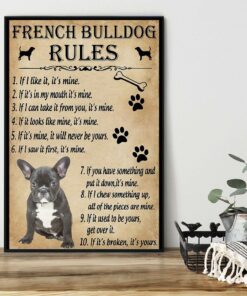 A French Bulldog house rules poster canvas 1