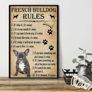 A French Bulldog house rules poster canvas 1