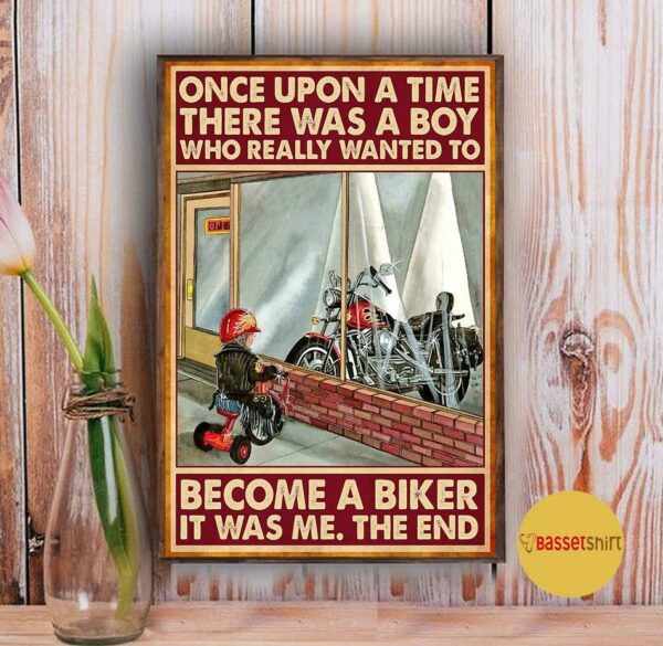 A boy who really wanted to become a biker vertical poster