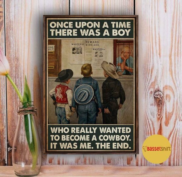 A boy who really wanted to become a cowboy vertical poster