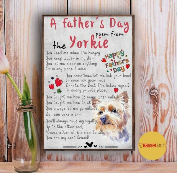 A father’s day poem from the Yorkie dog poster canvas