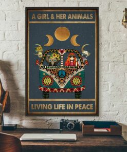 A girl and her animals living life in peace hippie poster 1