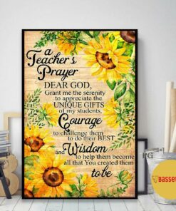 A teacher prayer sunflower poster canvas 2