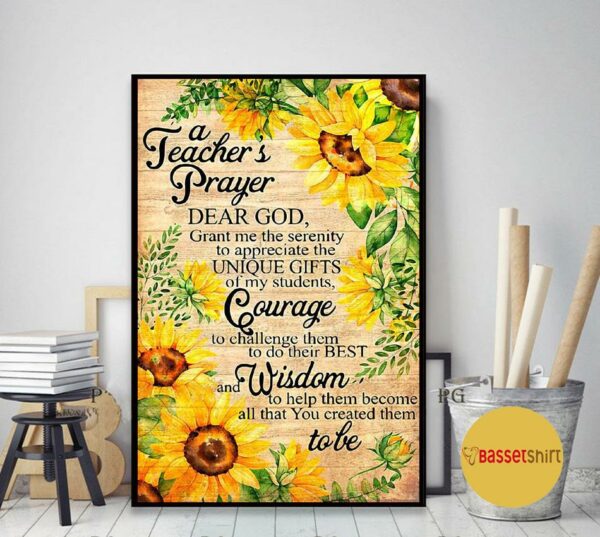 A teacher prayer sunflower poster canvas