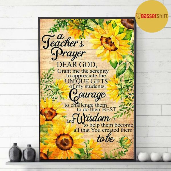 A teacher prayer sunflower poster canvas