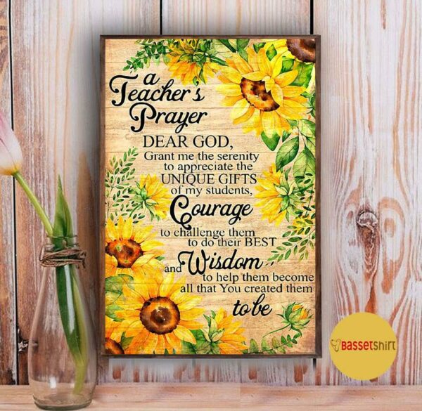 A teacher prayer sunflower poster canvas