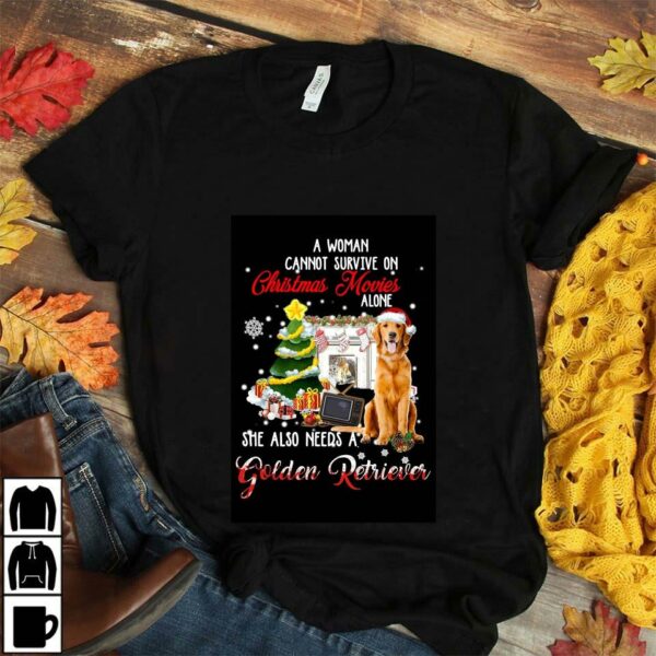 A woman cannot survive on Christmas movies alone Golden Retriever poster