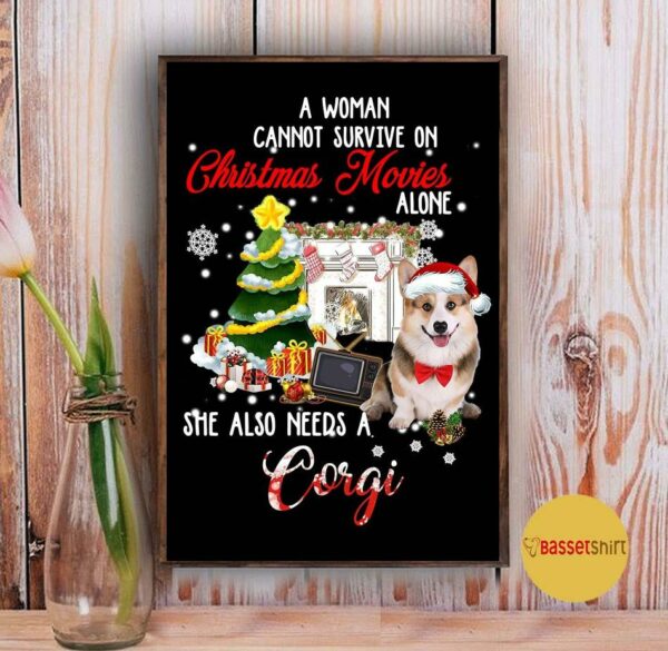 A woman needs a corgi to survive on Christmas movies poster