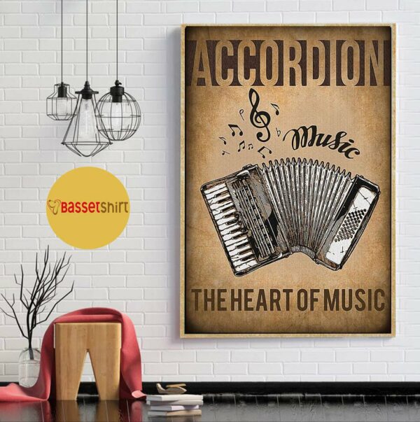 Accordion the heart of music vintage poster