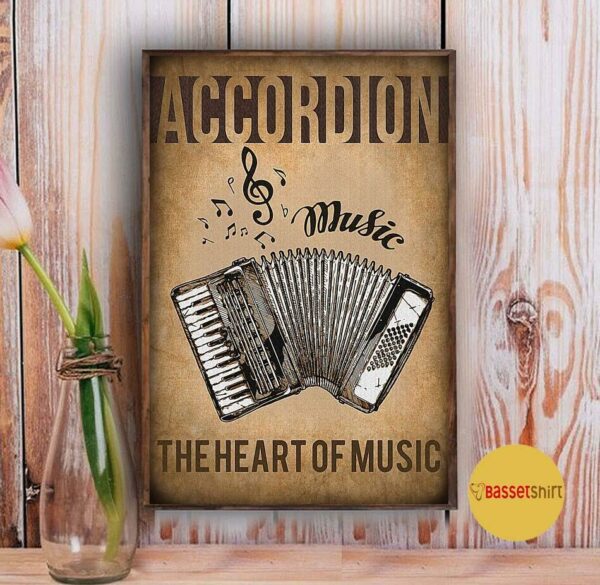 Accordion the heart of music vintage poster