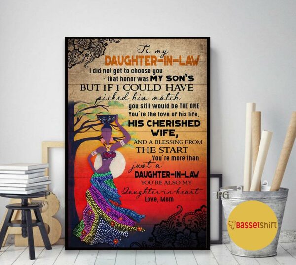 African mom to my daughter in law poster canvas