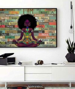 Afro Girl I Am Namaste Yoga horizontal canvas 1