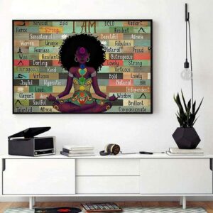 Afro Girl I Am Namaste Yoga horizontal canvas 1