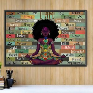 Afro Girl I Am Namaste Yoga horizontal canvas