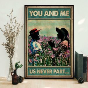 Afro girl on flower field you and me us never part poster 1