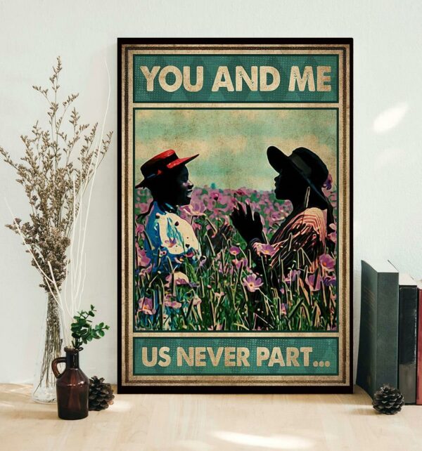 Afro girl on flower field you and me us never part poster