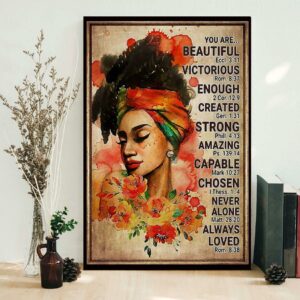 Afro girl you are beautiful victorious poster canvas 1