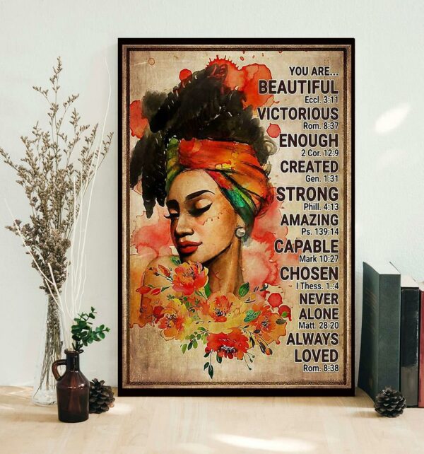 Afro girl you are beautiful victorious poster canvas