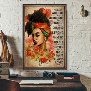 Afro girl you are beautiful victorious poster canvas 3