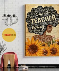 Afro teacher with sunflower poster canvas 1