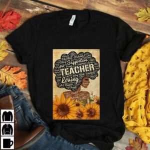 Afro teacher with sunflower poster canvas