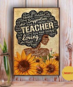 Afro teacher with sunflower poster canvas 2 Afro teacher with sunflower poster canvas 3