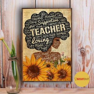 Afro teacher with sunflower poster canvas 3