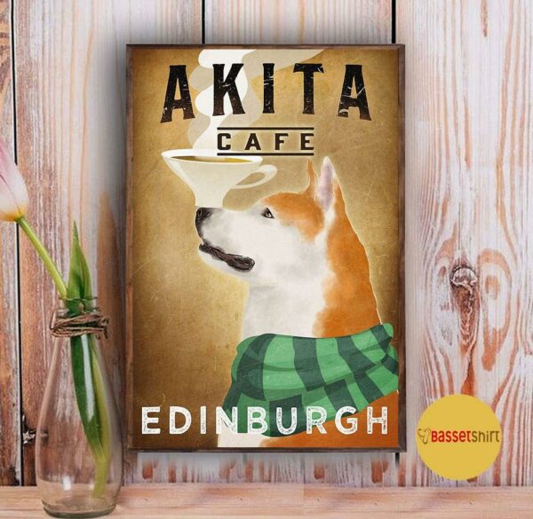 Akita Cafe Edinburgh vertical poster canvas