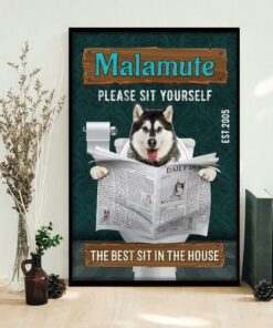Alaskan malamute dog please sit yourself poster 1