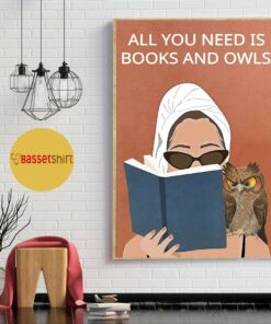 All you need is books and owls vintage poster 1