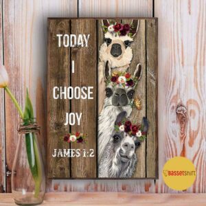 Alpaca today I choose joy poster canvas 3