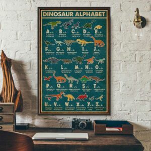 Alphabet Dinosaur vintage retro poster 3