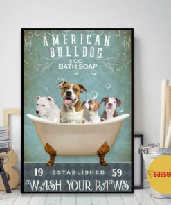 American Bulldog bath soap wash your paws canvas 1