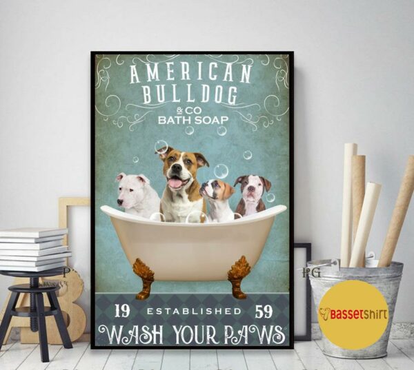 American Bulldog bath soap wash your paws canvas