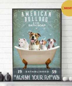 American Bulldog bath soap wash your paws canvas 2