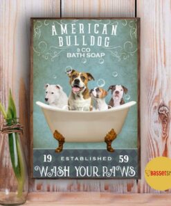 American Bulldog bath soap wash your paws canvas 4