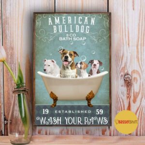 American Bulldog bath soap wash your paws canvas 4