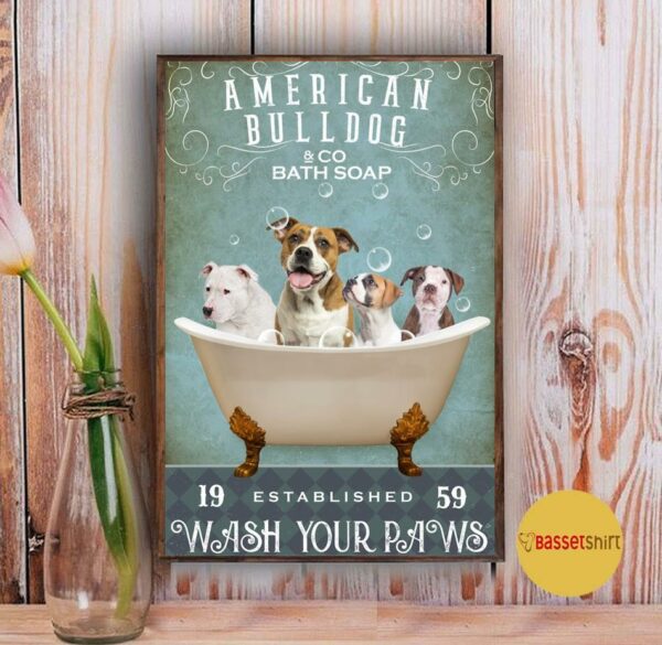 American Bulldog bath soap wash your paws canvas