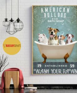 American Bulldog bath soap wash your paws canvas 5