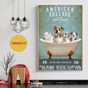 American Bulldog bath soap wash your paws canvas 5