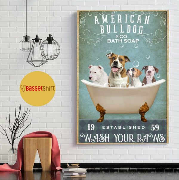 American Bulldog bath soap wash your paws canvas