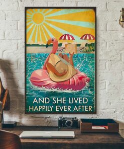 And she lived happily ever after Flamingo swimming poster 1