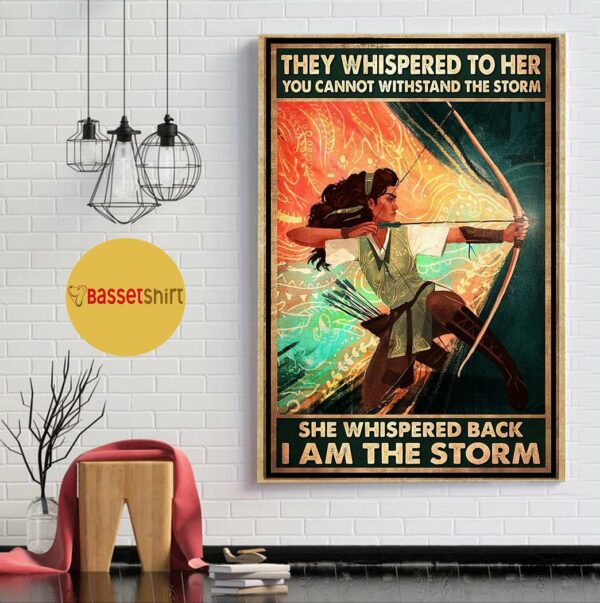 Archery girl she whispered back I am the storm vintage canvas