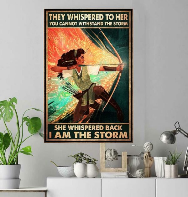 Archery girl she whispered back I am the storm vintage canvas