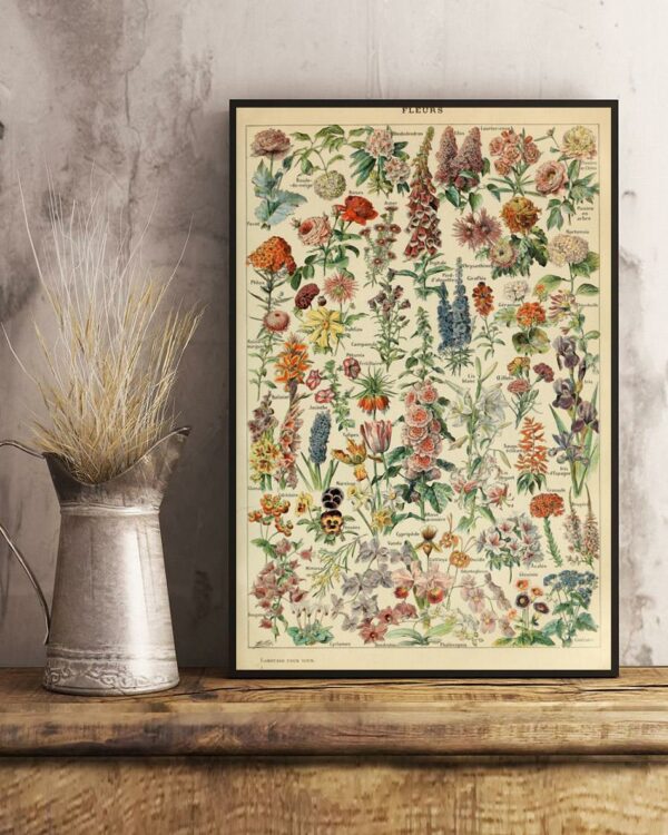 Assorted Flowers Vintage Bookplate vertical canvas