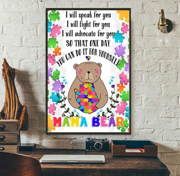 Autism Mama Bear vertical poster