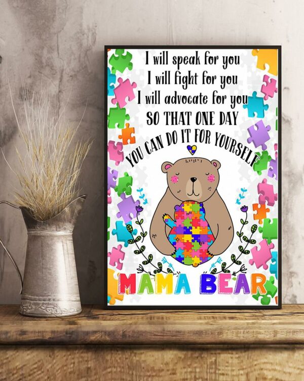 Autism Mama Bear vertical poster