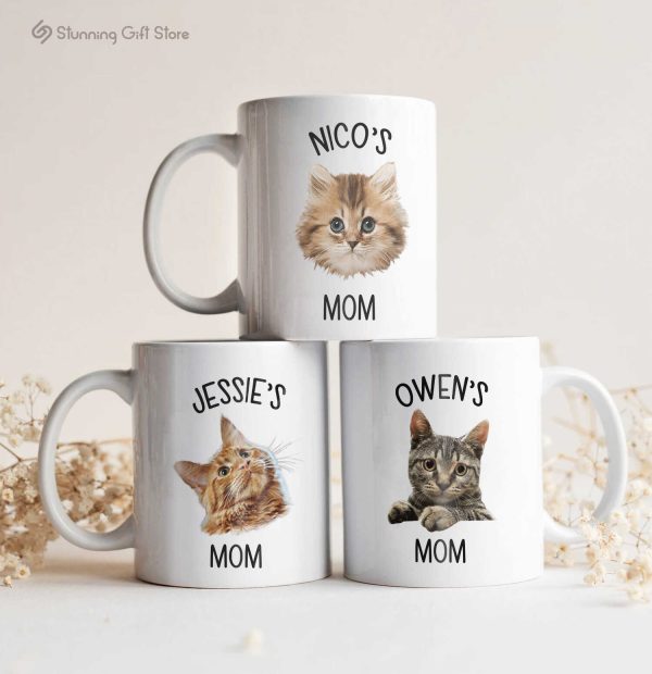 Cat Face Mug, Cat Photo Mug, Custom Pet Mug, Personalized Cat Mug, Cat Mom Mug, Cat Dad Mug