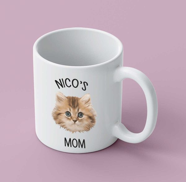 Cat Face Mug, Cat Photo Mug, Custom Pet Mug, Personalized Cat Mug, Cat Mom Mug, Cat Dad Mug